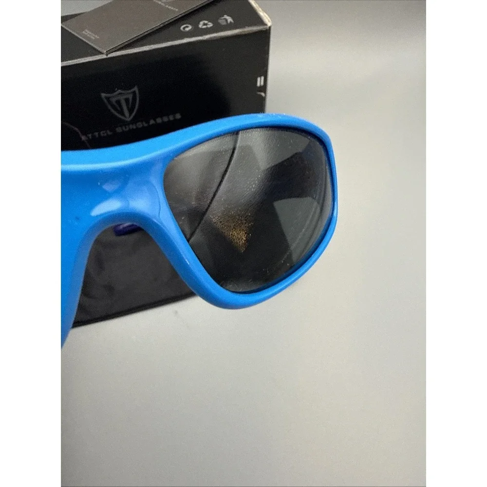 ATTCL Kids/Junior Authentic Blue Navy  Wrap S816 P Sunglasses 53/17-120 NWT Case